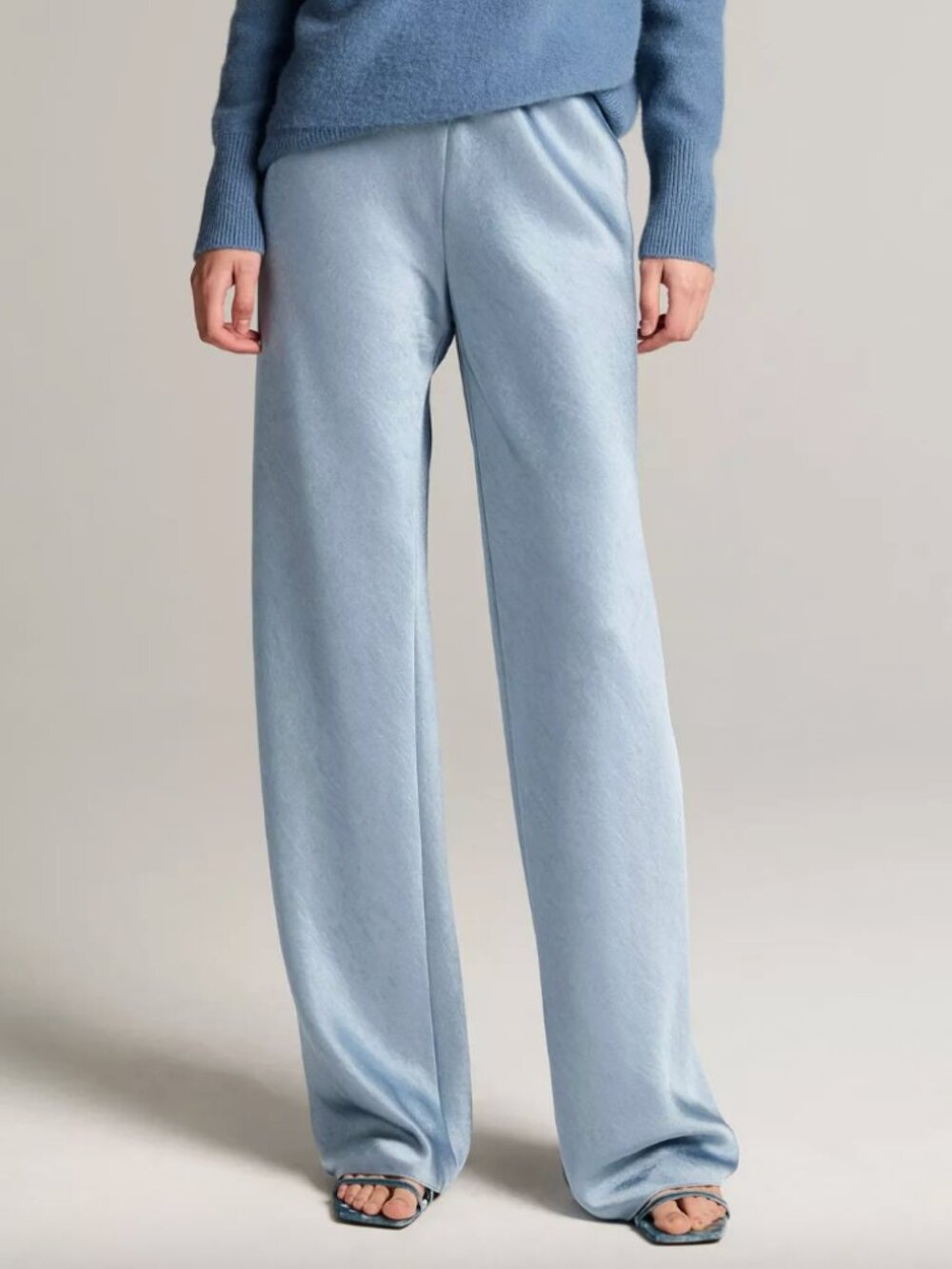 Vince Colette High Waist Fluid Satin Bias Pant Blue - Size Small